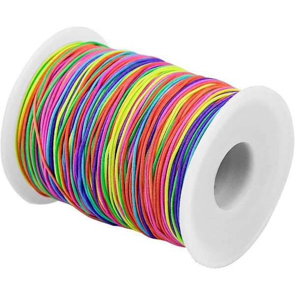 【BEMS】100 m elastisk snor i regnbuefarger, stofftråd, tøybar snor