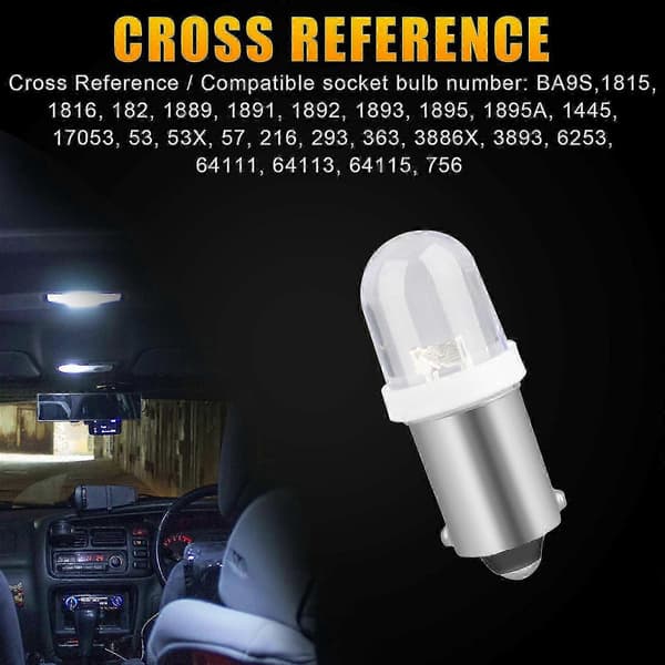 20x 12V Ren Hvit BA9S LED Instrumentpanel Lampe 1815 Dashbord Måler Interiørlampe Edition 5[BEMS] 5 5