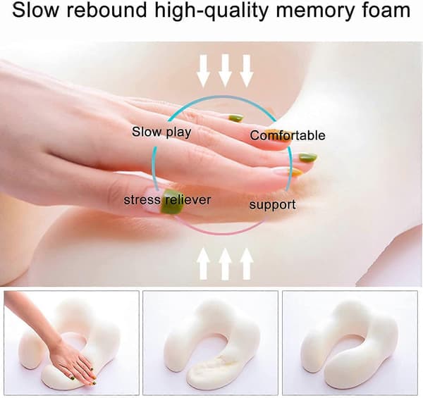 【BEMS】Travel Pillow, Memory Foam Neck Pillow Compatible with Travel or Flight, Ergonomically Designed Neck Support Pillow