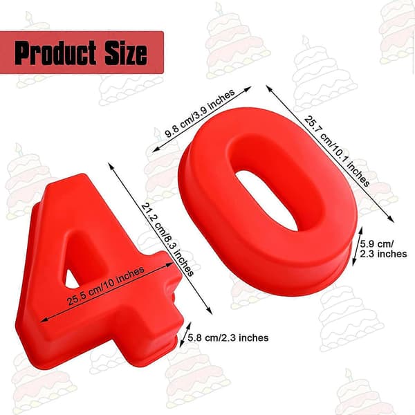 Nummer 40 tårtformar 3D stora silikon nummer 40 bakformar nonstick 40-årstårtform Kompatibel med födelsedag