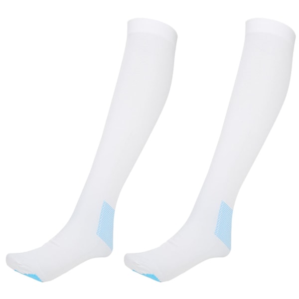 Varicose Veins Compression Knee High Socks with Inspect Toe Hole (White, L)