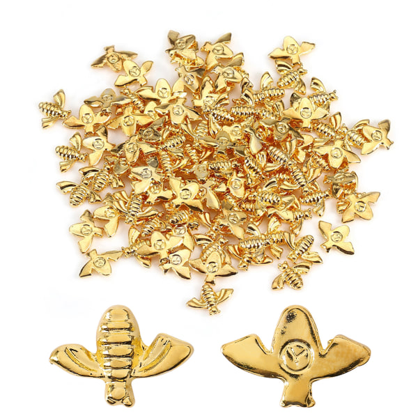 TIMH 100 kpl/pussi Metallimehiläiset 3D-kynsikoristelut metallitikku kultaa hopea kynsitarrat manikyyri kultaa