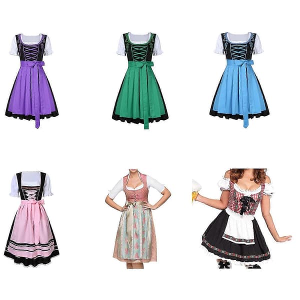 Naisten saksalainen dirndl-mekko, perinteiset asut Oktoberfest-karnevaaliin Black S