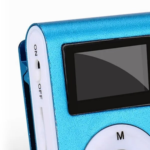 TIMH MP3-musikafspiller 128M sangkort bærbar minimusikafspiller med metalskal til studerende Sport, der løber blå