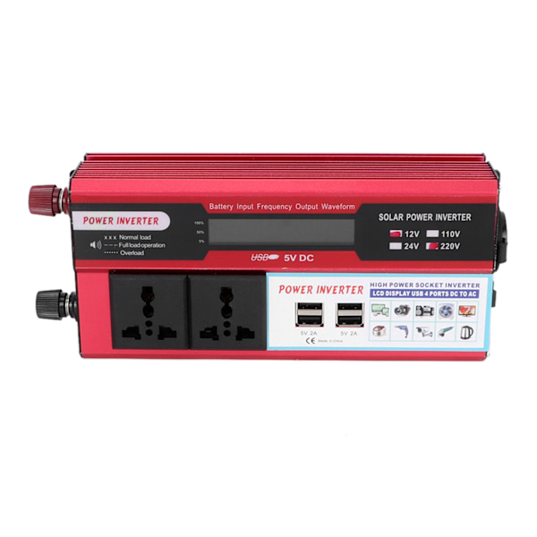 Auton 750W Aurinkoenergian Muunnin Digitaalinen Näyttö Puhelin 4 USB Lataus