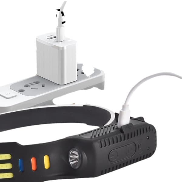 Oppladbar hodelykt 9000 lumen supersterk LED-hodelykt 260° bred stråle med bevegelsessensor 10 lysmoduser