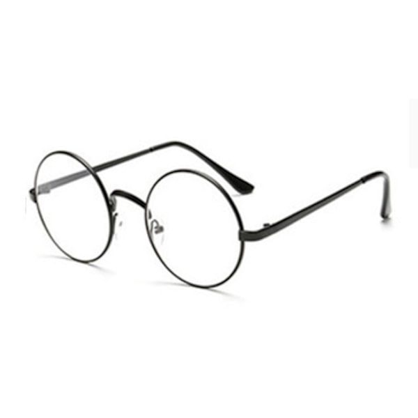 【BEMS】Retro Runde Briller Sort Klart Glas uden Styrke sort black