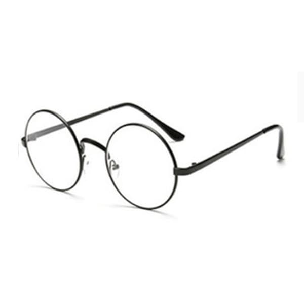 Retro runde briller sort klart glas uden styrke sort black