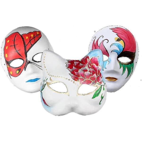 10 stykker Halloween-masker av plast for håndverk og maling - JA Style 2