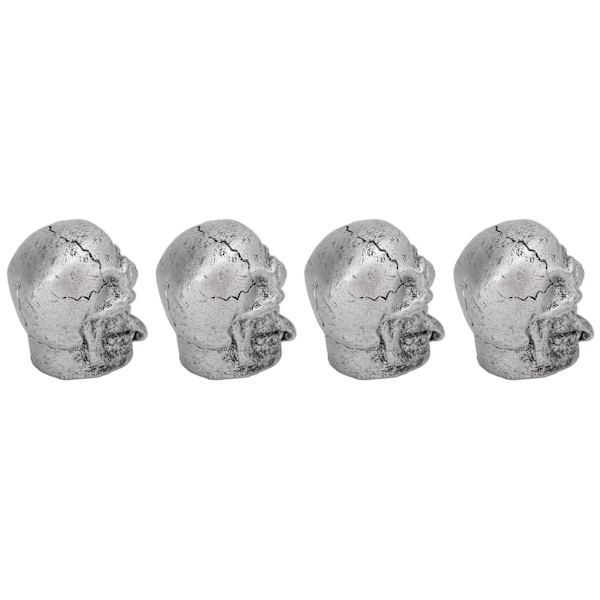 4st Däckventilkåpa Set Skull Style Dammtät Universal för bilar Cyklar SUV Lastbilar Motorcyklar Silver