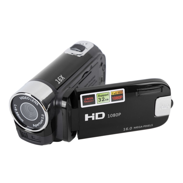 1080P 16MP DV-kamera 2,7 tuuman TFT-käännettävä näyttö 16x digitaalinen zoom-videokamera USB kaapelilla musta