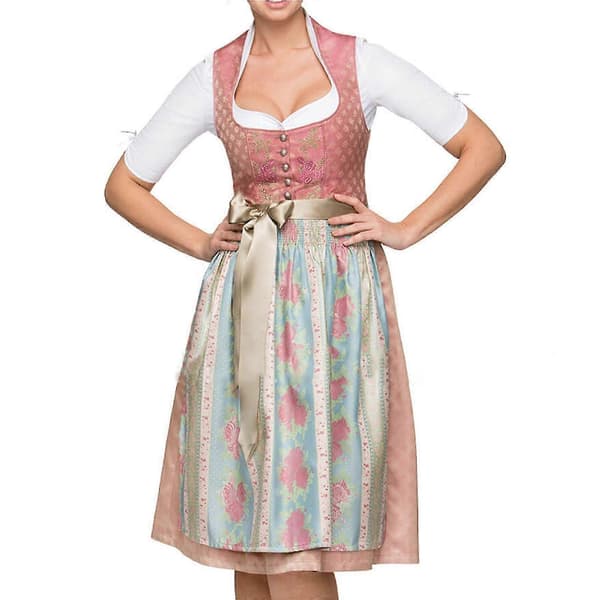 Kvinders tyske dirndl-kjole, traditionelle kostumer til Oktoberfest-karnevalen Pink M