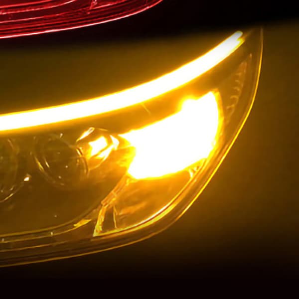 【BEMS】Bilfrontlys Strip Light 60cm Tofarget Bilkjøring Blinklys LED Frontlys Strip Rørlys 60cm/23.6in rød og gul