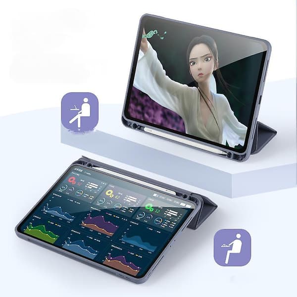 Etui kompatibelt med iPad Pro 2020/21 (12.9 tommer), Smart Cover Auto Sleep/Wake (Grå)