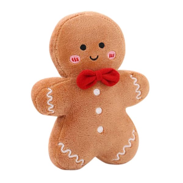 Julplyschdocka Söt julgran pepparkaksgubbe dockkudde mjuk soffkudde prydnad A