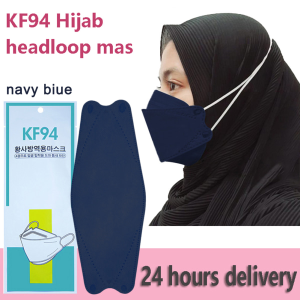 marineblå biue marineblå 10-pak voksen model-muslimsk stil korshoved maske KF94 maske++/