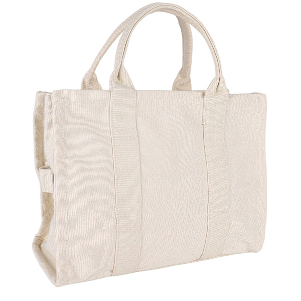 Mulepose Dame Canvas Single Shoulder School Casual Håndtaske med lynlås Justerbar rem Beige M