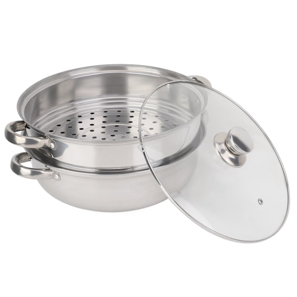 2-lags Rustfrit Stål Dampkoger - 27cm/11in, Kogegryde, Dobbeltkedel, Suppe Dampkoger