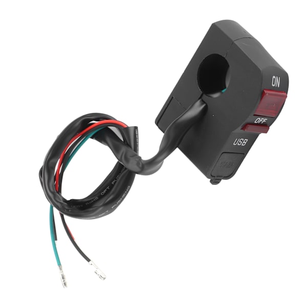 5V 2A motorcykel forlygte sluk-knap med USB-oplader til 0,9 tommer styr vandtæt