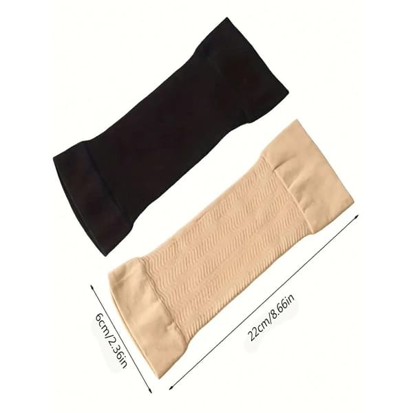 2-pack bantningsbara ärmar, elastiska armformare, kompressionsärmar för kvinnors överarmar. black