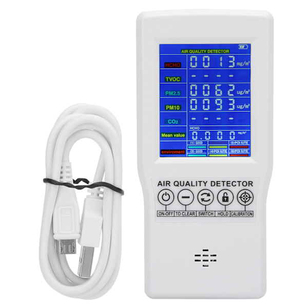 Præcis CO2-detektor PM2.5 PM10 CO2 Formaldehyd Digital Monitor Tilbehør