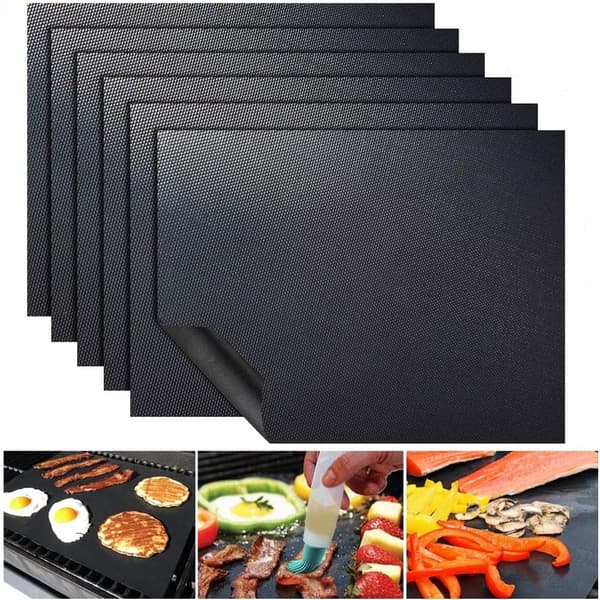 6-pak Grillmåtter, Ovn-måtter, Bagemåtter Non-Stick 40x33 Sort 6-pak