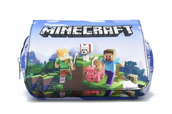 Minecraft Dubbelskiktat Pennfodral för Barn med Stor Kapacitet