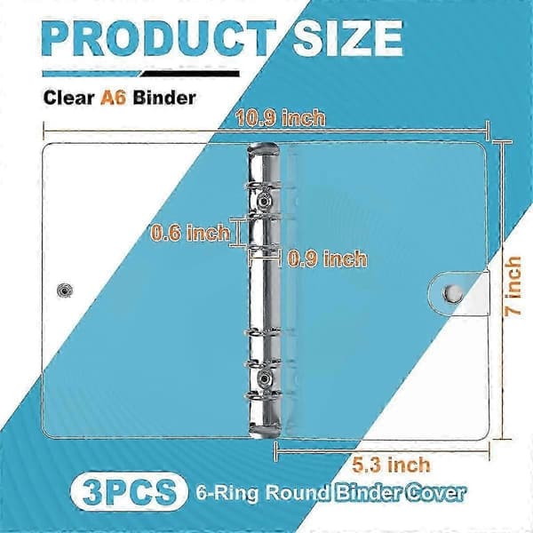 3-pak A6 notesbogomslag i blød PVC med 6 ringbind, velegnet til refill, js