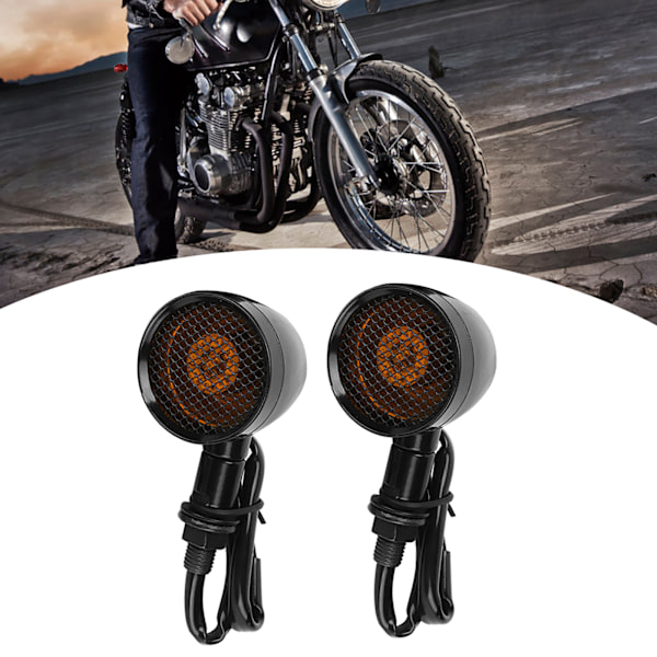 Universal Motorcykel Retro Bullet Grid LED Blinkers Bromsljus Metall Shell Blinkers Black Shell Gul lins