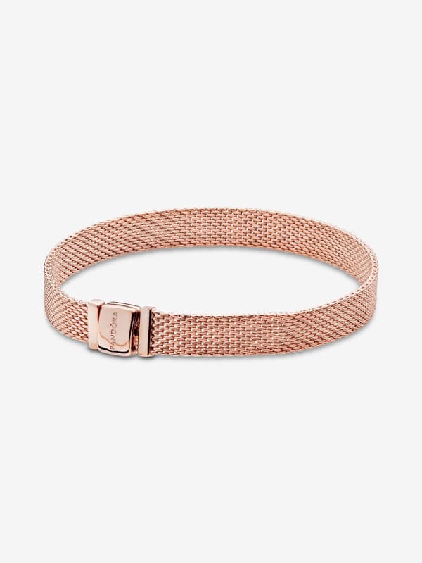 Pandora P Reflexions™ Mesh-rannekoru 14k ruusukullattu 6.3in/16cm