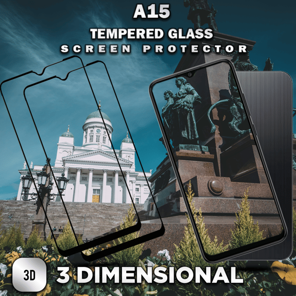 【BEMS】2-Pack Compatible with Samsung Galaxy A15 - Tempered Glass 9H - Super Quality 3D Screen Protector Samsung A15