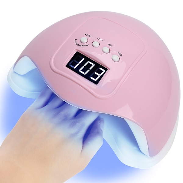 48W Intelligent Timing LED UV Gel Neglelak Tørrelampe Husholdnings Neglehærdende Maskine Pink