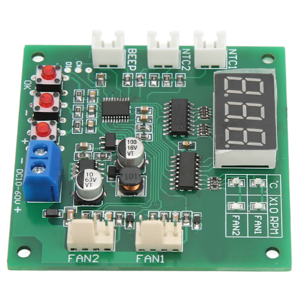 DC10‑60V 2-kanals 4-tråds fläkt PWM temperaturhastighetsregulator styrmodul interna fläktkomponenter