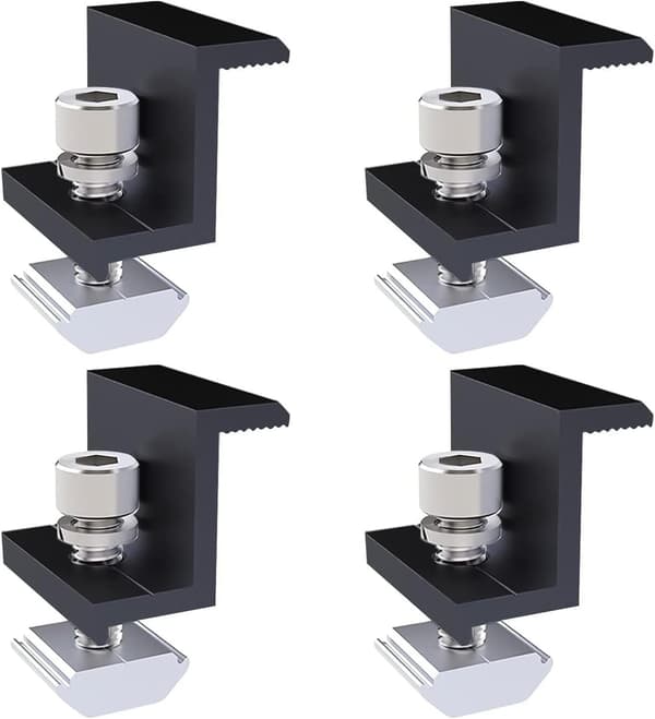 Sæt med 4 endeklemmer til solpaneler med Z-formede skruer - 35 mm endeterminaler - Sort - Til solcelleinstallationer