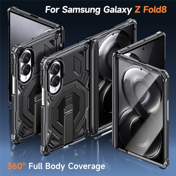 Stødsikkert hybrid-standercover til Samsung Galaxy Z Fold8 - Sort Svart black