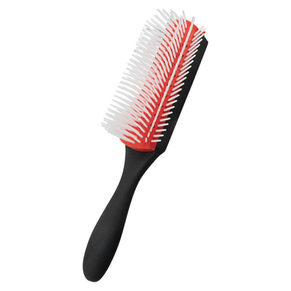 Statisk fri hårborste 9 rader ABS frostad detangling röd lockigt hårborste för styling