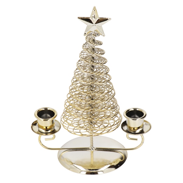 Lysestake Ornamenter Europeisk metall juletre form voks lysestake Hjem dekorasjon Dobbel holder Gull /