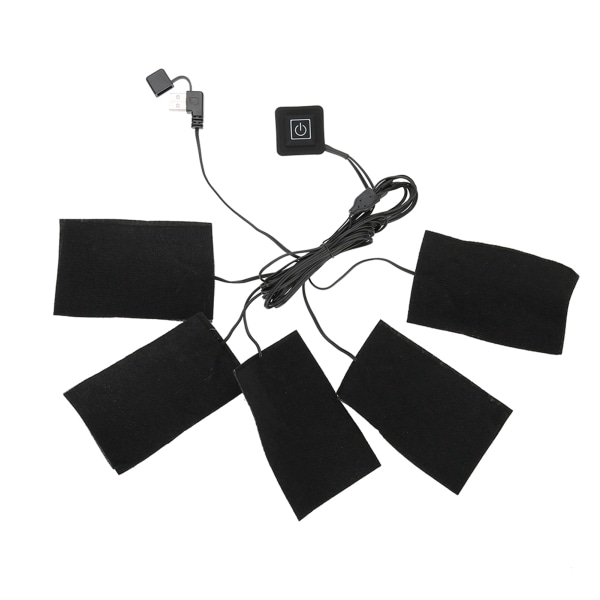 USB elektriske klær Fem varmeputer Varmeelement Justerbar temperaturvarmerverktøy++/