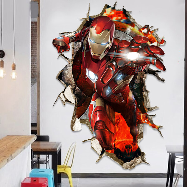 Superhero-seinäkoriste Iron Man -seinäkoriste erinomainen vinyyliseinä 60*90 cm