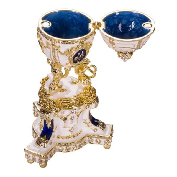 danila-souvenirer Danish Royal Fabergé Egg (Danish Jubilee) - smyckeskrin med lejon 13 cm, blå