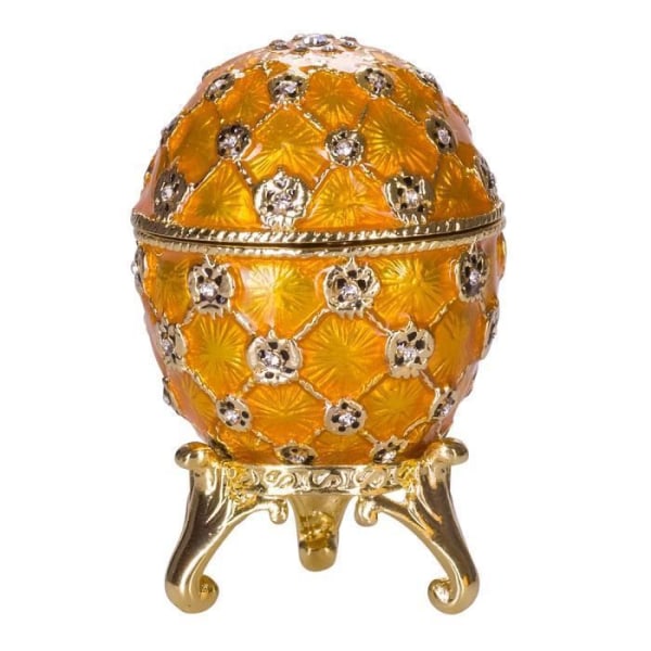 Dekorativt föremål - Fabergé kröningsägg - smyckeskrin med vagn 6,5 cm, gul - danila-souvenirer