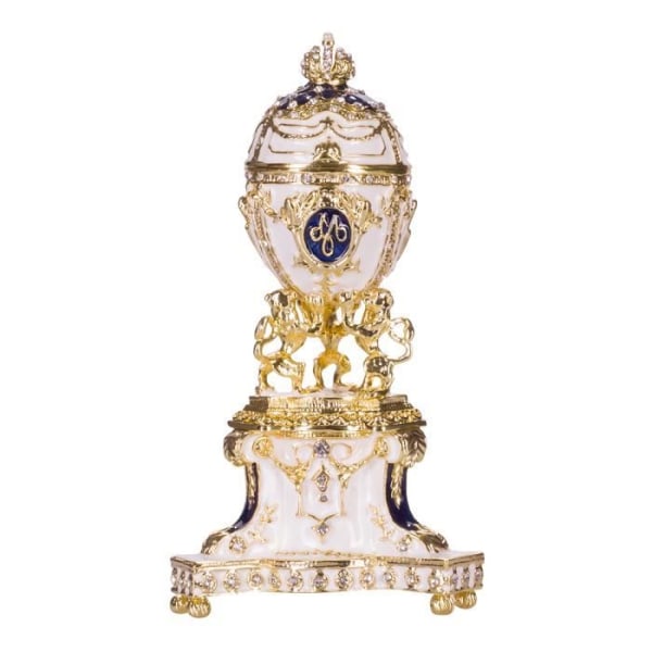danila-souvenirer Danish Royal Fabergé Egg (Danish Jubilee) - smyckeskrin med lejon 13 cm, blå