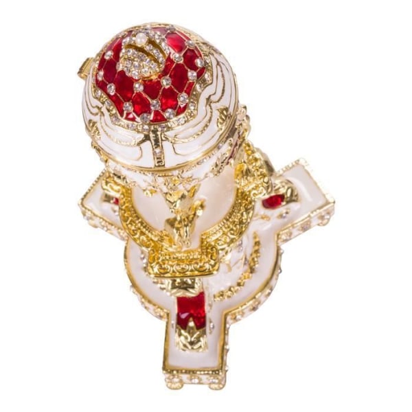 danila-souvenirer Danish Royal Fabergé Egg (Danish Jubilee) - smyckeskrin med lejon 13 cm, röd