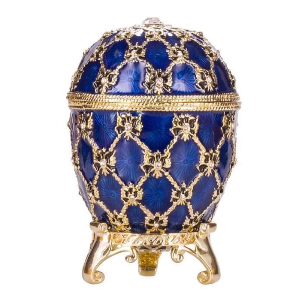 Dekorativt föremål - Coronation Fabergé ägg - smyckeskrin med vagn 10 cm, blå - danila-souvenirer