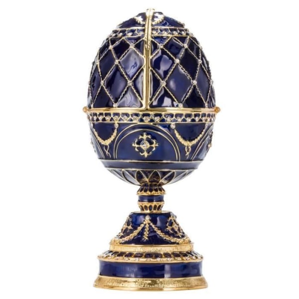 danila-souvenirs Fabergé ägg - speldosa - smyckeskrin med två svanar 17 cm, blå