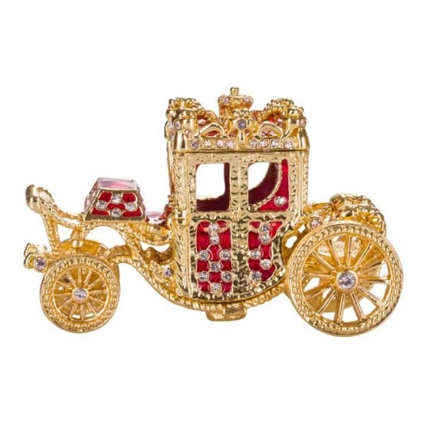 Dekorativt föremål - Fabergé kröningsägg - smyckeskrin med vagn 10 cm, röd - danila-souvenirer