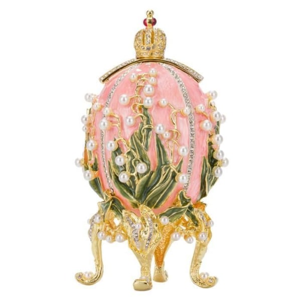 Dekorativt föremål - Fabergéägg med fotoramar - Liljekonvalj (Lily of the valley) 19 cm, rosa - danila-souvenirer