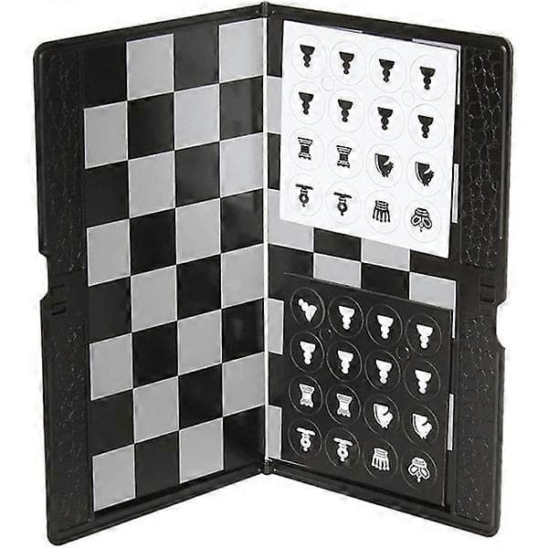 Schackplånboksset (20 cm) - Mini brädspel, hopfällbart magnetiskt reseschackbräde