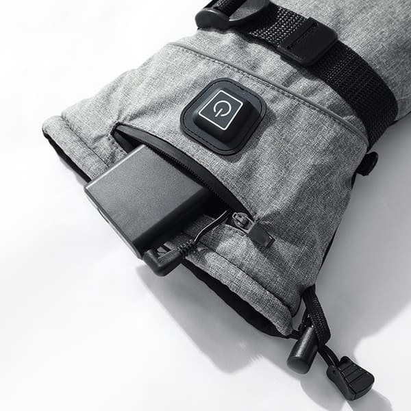 Opvarmede handsker med 4000 mAh batteri, grå, one-size, polyesterfleece, hurtig opvarmning