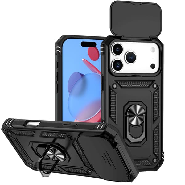 Kompatibel med iPhone 17 Pro Max: Hydrogelfilm, magnetisk etui med 360° stativ og bilholder (sort)